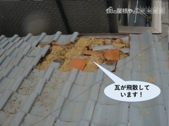 泉佐野市の瓦が飛散しています