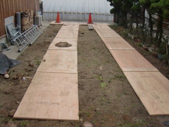 岸和田市土生町の屋根葺き替えに伴う車両搬入スペース改修