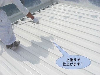 岸和田市の折板屋根を上塗りで仕上げます!