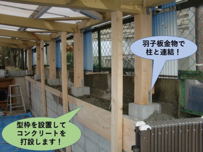 阪南市の基礎に型枠を設置してコンクリートを打設します!