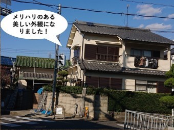 岸和田市の外壁塗装でメリハリのある美しい外観になりました
