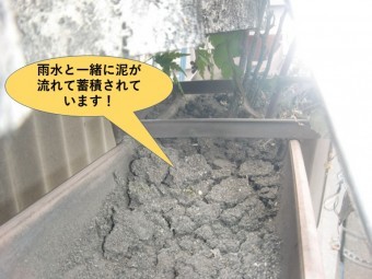 和泉市の工場の安堵いいに雨水と一緒に泥が流れて蓄積されています!