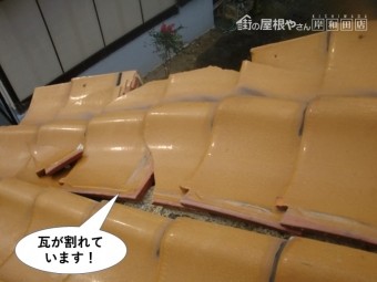 泉南市の瓦が割れています