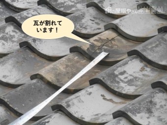 岸和田市の瓦が割れています