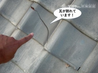 岸和田市の瓦が割れています