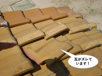 泉佐野市の瓦がズレています