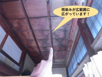 岸和田市西之内町の縁側で雨染みが広範囲に広がっています!