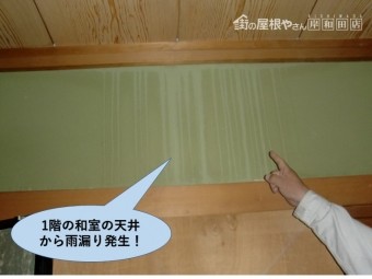 岸和田市の1階の和室の天井から雨漏り発生