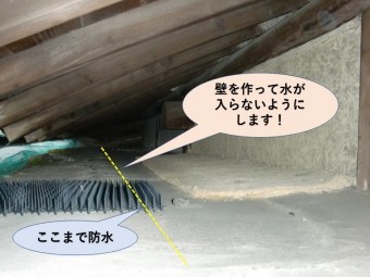 岸和田市の陸屋根に壁を作って防水します!