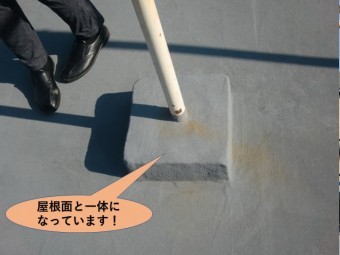 岸和田市の物干し台が屋根面と一体になっています!