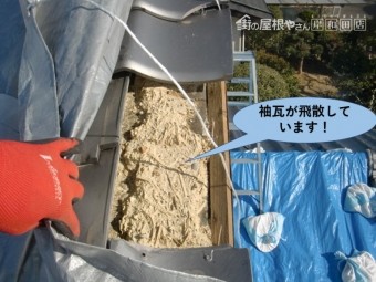 岸和田市の袖瓦が飛散しています