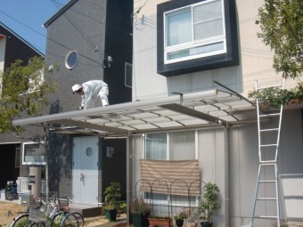 貝塚市のカーポートの屋根仮撤去