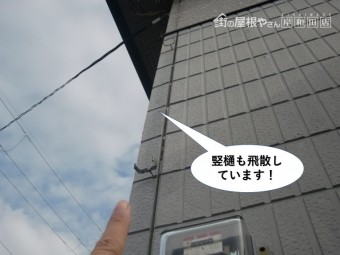 泉大津市の竪樋も飛散しています