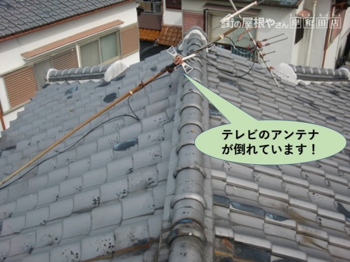 和泉市でテレビのアンテナが倒れています