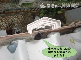 岸和田市の集水器の落ち口もきれいになりました