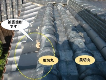 泉佐野市の屋根の被害箇所