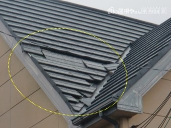 忠岡町の屋根の被害箇所