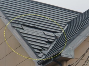 忠岡町の屋根の被害箇所