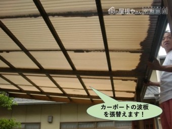 岸和田市のカーポートの波板を張り替えます