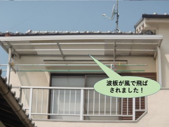 泉北郡忠岡町の波板が風で飛ばされました!