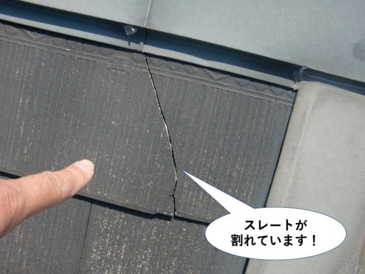 泉佐野市のスレートが割れています