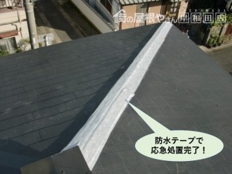 和泉市の降り棟を防水テープで応急処置完了