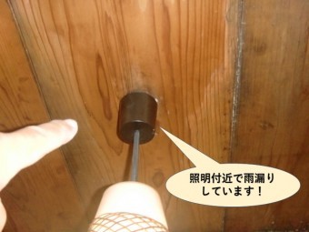 岸和田市の照明付近で雨漏りしています