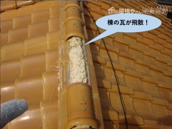 泉大津市の棟の瓦が飛散