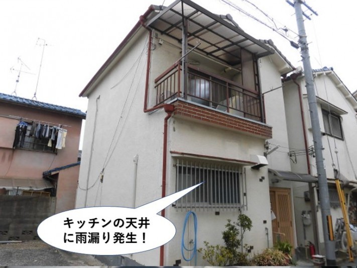 貝塚市のキッチンの天井に雨漏り発生