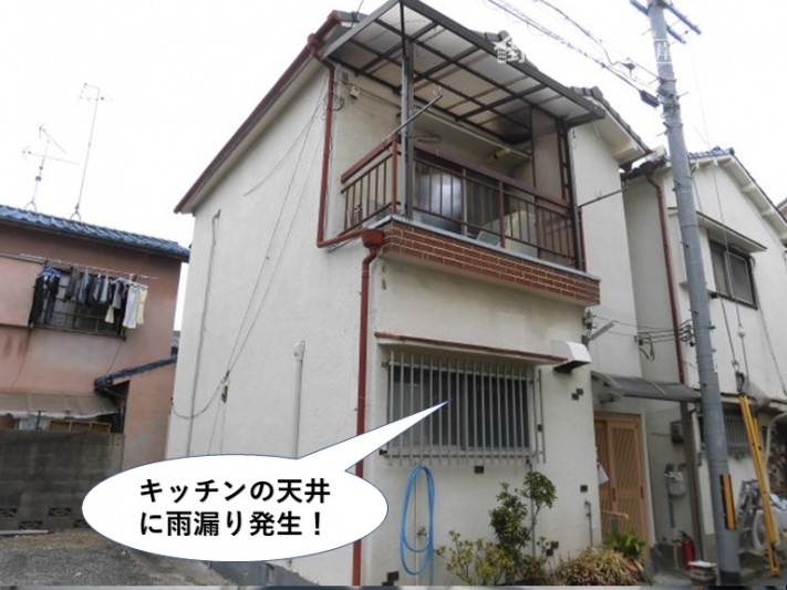 貝塚市のキッチンの天井に雨漏り発生