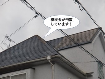 貝塚市の棟板金が飛散しています