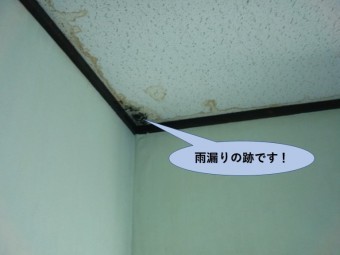 岸和田市の二階のお部屋の雨漏りの跡です!
