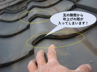 岸和田市の瓦に隙間が開いています!