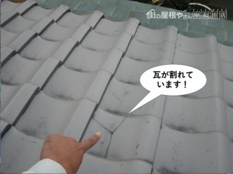 岸和田市の瓦が割れています!