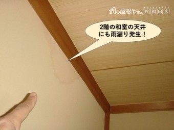 岸和田市の2階の和室の天井にも雨漏り発生