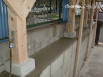 阪南市の劣化したカーポートの柱入替完了