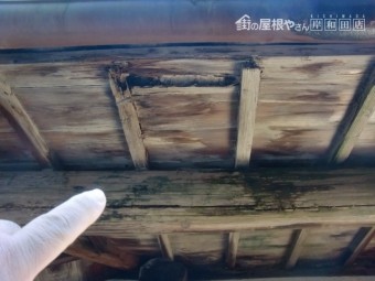 岸和田市の水が廻った軒天井