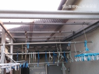 高石市千代田の二階ベランダのテラス波板張替え完了