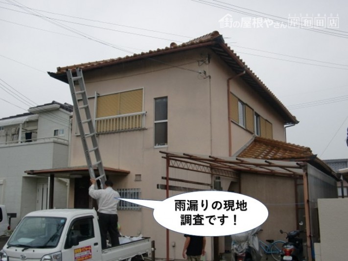熊取町の雨漏りの現地調査です