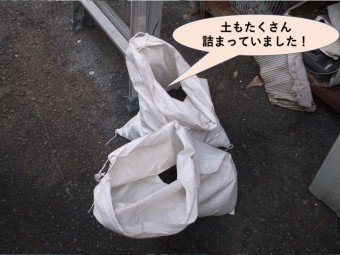 岸和田市の雨樋に土もたくさん詰まっていました!