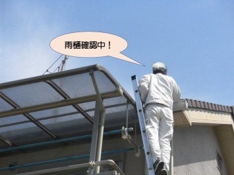岸和田市門前町の雨樋確認中!
