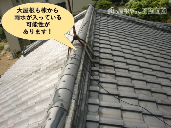 岸和田市の大屋根も棟から雨水が入っている可能性があります!