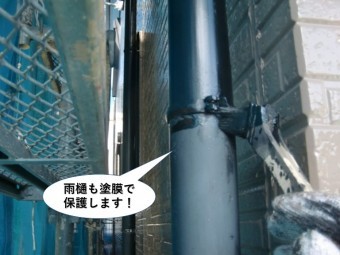 忠岡町の雨樋も塗膜で保護します