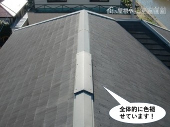 泉大津市の屋根が全体的に色褪せています