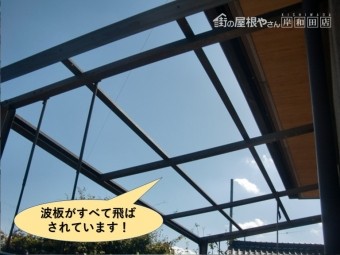 和泉市の波板がすべて飛ばされています
