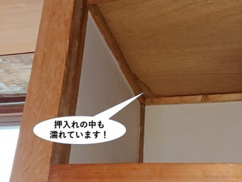 岸和田市の押し入れの中も濡れています