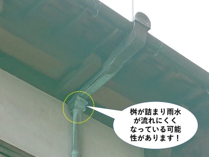 泉佐野市の桝が詰まり雨水が溜まっている可能性があります