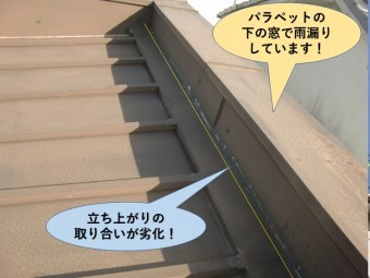 岸和田市の劣化した屋根のパラペットにガルバリウム鋼板を施工 街の屋根やさん岸和田店