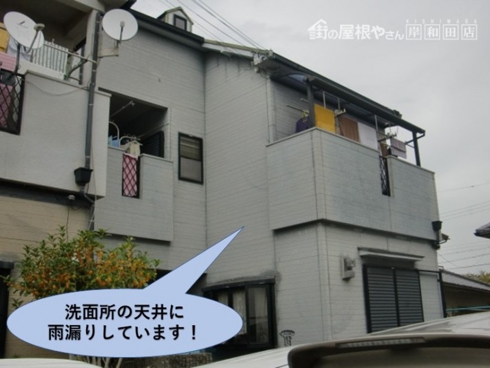 泉佐野市の洗面所の天井に雨漏りしています!