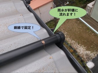 岸和田市の雨樋が軒樋に流れます